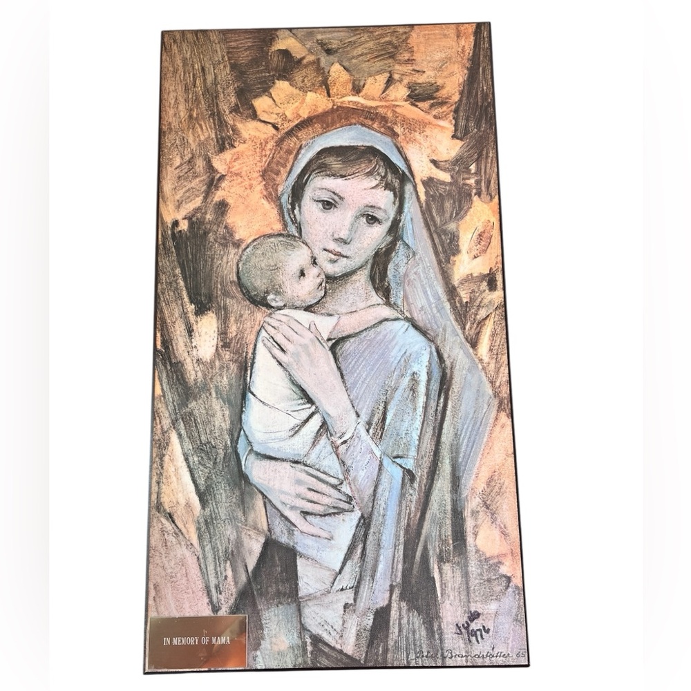 Vintage Peter Brandstatter 1965 Mother and Child Wood Art Wall Hanging 12” x 21"